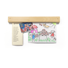 Gravity Bar wall mounted paper holder displaying grocery list and kids artwork on the wall - Biglow Woodcraft - Maple