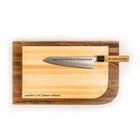 Maple Chopping Block stacked on Walnut Cutting Board with knife - Small - Large - Biglow Woodcraft